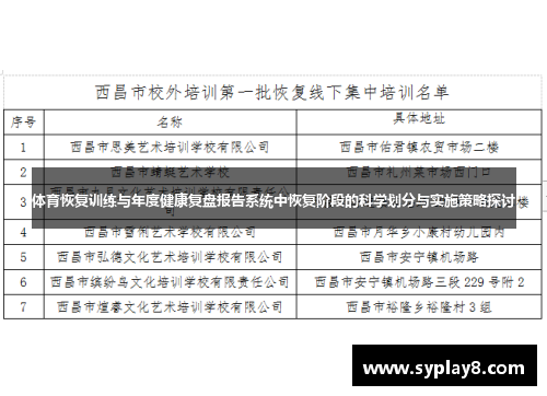 体育恢复训练与年度健康复盘报告系统中恢复阶段的科学划分与实施策略探讨